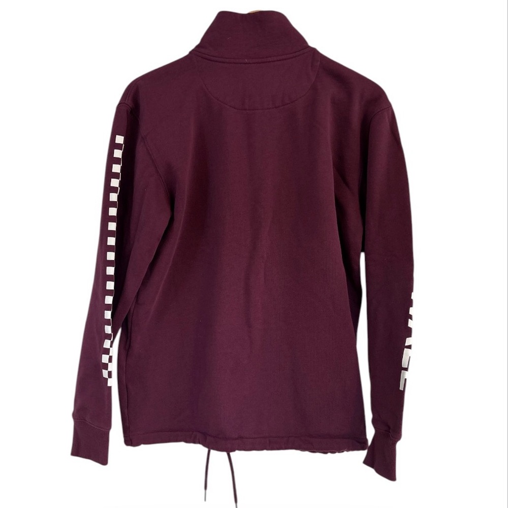 Vans Men's Burgundy Quarter Zip Pullover with Sleeve 'OFF THE WALL' SZ S - Picture 2 of 14